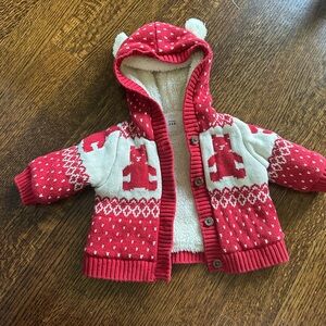 Baby gap Red and White Bear Patterned Baby Hoodie
